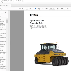 Dynapac Pneumatic Roller CP275 Spare parts list Manual  - PDF DOWNLOAD