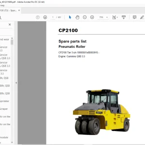Dynapac Pneumatic roller CP2100 Tier 3 Spare parts list Manual  - PDF DOWNLOAD
