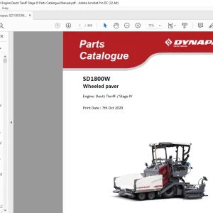 Dynapac SD1800W Wheeled paver Engine Deutz Tier4F Stage IV Parts Catalogue Manual - PDF DOWNLOAD