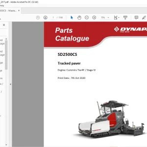 Dynapac SD2500CS Tracked Paver parts Catalogue Manual - PDF DOWNLOAD