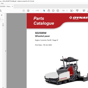 Dynapac SD2500W Wheeled paver Engine Cummins Tier4F Stage IV Parts Catalogue Manual - PDF DOWNLOAD