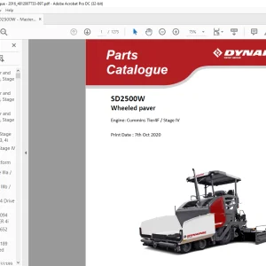 Dynapac SD2500W Wheeled paver Parts Catalogue Manual - PDF DOWNLOAD
