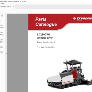 Dynapac SD2500WS Wheeled paver Engine Cummins Stage V Parts Catalogue Manual - PDF DOWNLOAD