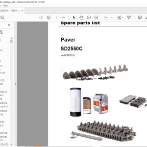Dynapac SD2550C Paver Spare Parts list Manual  - PDF DOWNLOAD