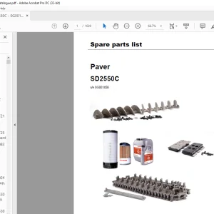 Dynapac SD2550C Paver Spare parts list Manual SN 0G001458 - PDF DOWNLOAD