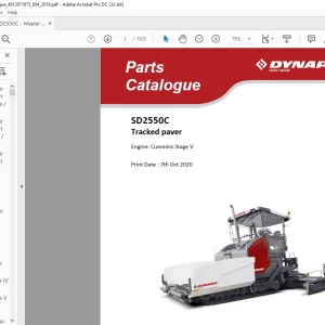 Dynapac SD2550C Tracked paver Engine Cummins Stage V Parts Catalogue Manual - PDF DOWNLOAD