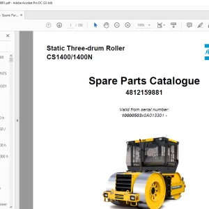 Dynapac Static Three-drum Roller CS1400 1400N Spare parts Catalogue Manual - PDF DOWNLOAD