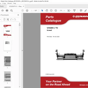 Dynapac V3500V TV Screed Parts Manual PDF DOWNLOAD