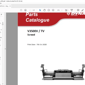 Dynapac V3500V TV Screed  parts Catalogue Manual - PDF DOWNLOAD