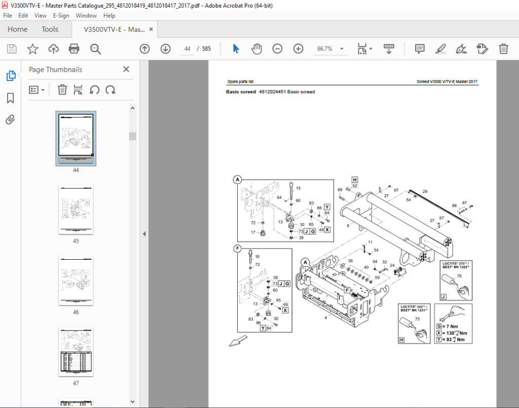 Dynapac V3500VE TVE Screed Parts Manual 0G001228 PDF DOWNLOAD ...