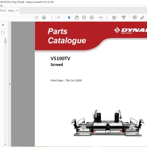 Dynapac V5100TV Screed Parts Catalogue Manual- PDF DOWNLOAD
