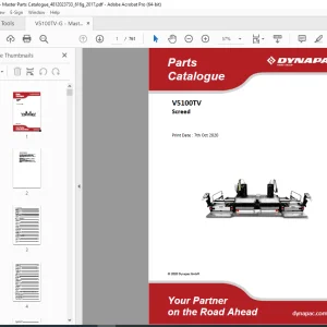 Dynapac V5100TV Screed Parts Catalogue Manual PDF DOWNLOAD