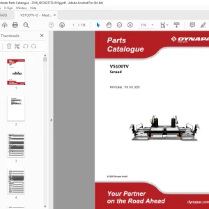 Dynapac V5100TV Screed Parts Manual PDF DOWNLOAD