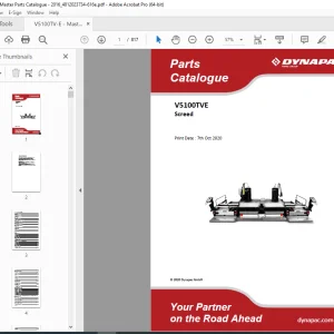 Dynapac V5100TVE Screed Parts Manual PDF DOWNLOAD
