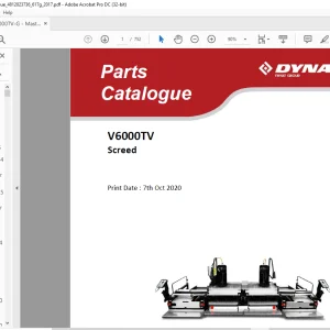 Dynapac V6000TV Screed Parts Catalogue Manual - PDF DOWNLOAD