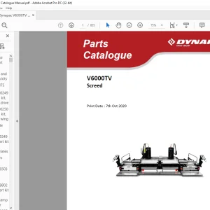 Dynapac V6000TV Screed Parts Catalogue Manual - PDF DOWNLOAD