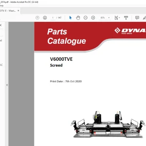 Dynapac V6000TVE Screed Parts Catalogue Manual - PDF DOWNLOAD