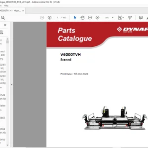 Dynapac V6000TVH Screed Parts Catalogue Manual - PDF DOWNLOAD