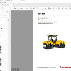 Dynapac Vibratory Roller CC6200 Parts Manual 4812159897C PDF DOWNLOAD
