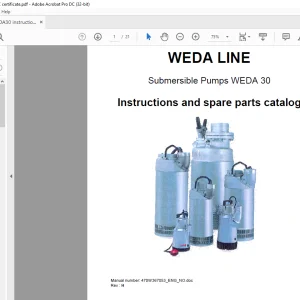 Dynapac WEDA LINE Submersible Pumps WEDA 30 INSTRUCTIONS & SPARE PARTS CATALOGUE Manual 470W367053 - PDF DOWNLOAD