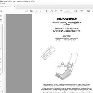Dynapac forward Moving Vibrating Plate LF3820 Operation & Maintenance Manual -PDF DOWNLOAD