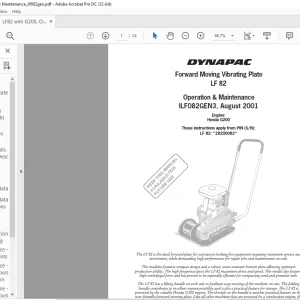 Dynapac forward Moving Vibrating Plate LF82 Operation & Maintenance Manual  - PDF DOWNLOAD