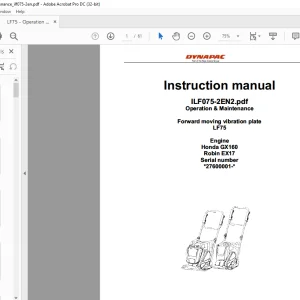 Dynapac forward Moving Vibration Plate LF75 Operation & Maintenance Instruction Manual - PDF DOWNLOAD