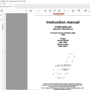 Dynapac forward Moving Vibration Plate LF90 Operation & Maintenance Instruction Manual - PDF DOWNLOAD