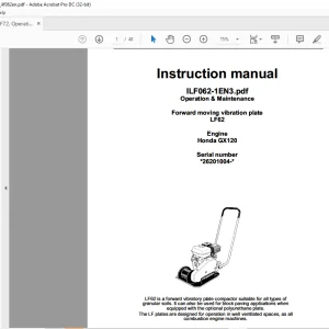 Dynapac Forward moving vibration plate LF62 Operation & Maintenance Instruction Manual - PDF DOWNLOAD