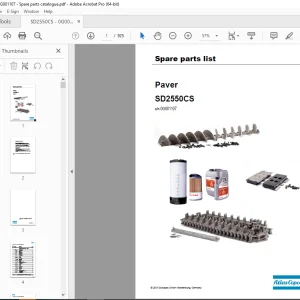 Dynapac paver SD2550CS Parts Manual 0G001107 PDF DOWNLOAD