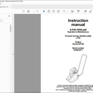 Dynapac Forward moving vibration plate LF45 Operation & Maintenance Instruction Manual - PDF DOWNLOAD