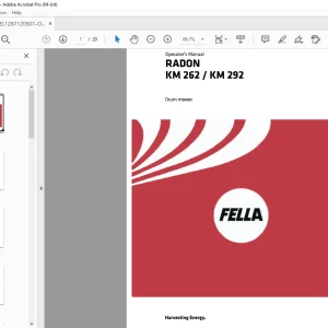 FELLA EU RADON KM 262 RADON KM 292 Drum Mower Operators Manual PDF DOWNLOAD