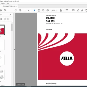 FELLA EU RAMOS SM 313 Trans-KC Trans-RC Disc Mower Operators Manual PDF DOWNLOAD