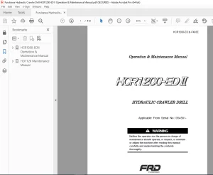 FURUKAWA HCR1200-ED Ⅱ HYDRAULIC CRAWLER DRILL Operation & Maintenance Manual SN 1354581 PDF DOWNLOAD