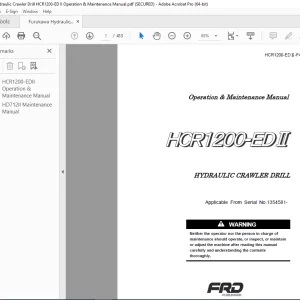 FURUKAWA HCR1200-ED Ⅱ HYDRAULIC CRAWLER DRILL Operation & Maintenance Manual SN 1354581 PDF DOWNLOAD