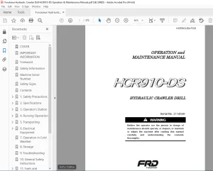 FURUKAWA HCR910-DS HYDRAULIC CRAWLER DRILL Operation & Maintenance Manual SN 2114548 PDF DOWNLOAD