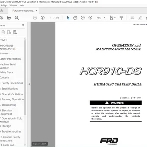 FURUKAWA HCR910-DS HYDRAULIC CRAWLER DRILL Operation & Maintenance Manual SN 2114548 PDF DOWNLOAD