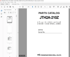 FURUKAWA JTH2A-210Z 2 BOOM 1 CAGE WHEEL JUMBO Parts Manual PDF DOWNLOAD