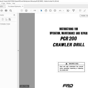 FURUKAWA PCR 200 CRAWLER DRILL Operation Maintenance & Repair Manual PDF DOWNLOAD