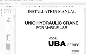 FURUKAWA UNIC HYDRAULIC CRANE FOR MARINE USE UBA SERIES UBA260  UBA340 UBA500 INSTALLATION MANUAL PDF