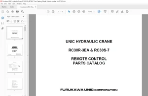 FURUKAWA UNIC HYDRAULIC CRANE RC30R-3EA & RC30S-7 REMOTE CONTROL PARTS MANUAL PDF DOWNLOAD