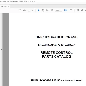 FURUKAWA UNIC HYDRAULIC CRANE RC30R-3EA & RC30S-7 REMOTE CONTROL PARTS MANUAL PDF DOWNLOAD