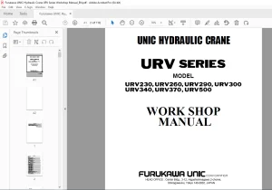 FURUKAWA UNIC HYDRAULIC CRANE URV230 URV260 URV290 URV300 URV340 URV370 URV500 WORKSHOP MANUAL PDF
