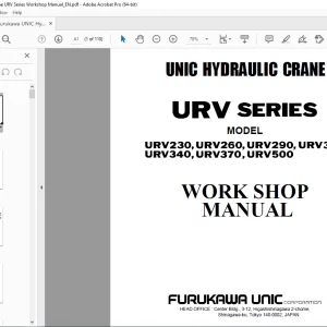 FURUKAWA UNIC HYDRAULIC CRANE URV230 URV260 URV290 URV300 URV340 URV370 URV500 WORKSHOP MANUAL PDF