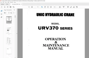 FURUKAWA UNIC HYDRAULIC CRANE URV370 Series Operation & Maintenance Manual PDF DOWNLOAD