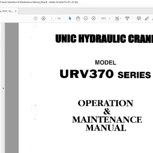 FURUKAWA UNIC HYDRAULIC CRANE URV370 Series Operation & Maintenance Manual PDF DOWNLOAD