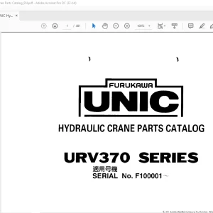 FURUKAWA UNIC HYDRAULIC CRANE URV370 Series Parts Manual SN F100001 PDF DOWNLOAD
