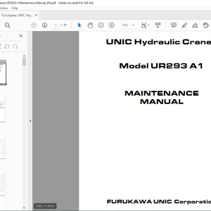 FURUKAWA UNIC Hydraulic Cranes UR293 A1 Maintenance Manual PDF DOWNLOAD