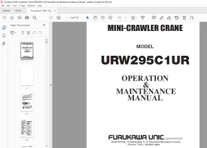 FURUKAWA UNIC MINI-CRAWLER CRANE URW295C1UR OPERATION & MAINTENANCE MANUAL PDF