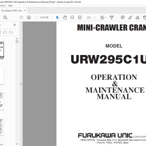 FURUKAWA UNIC MINI-CRAWLER CRANE URW295C1UR OPERATION & MAINTENANCE MANUAL PDF